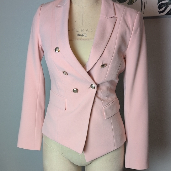 White House Black Market, Pale Pink Double-Breasted Women's Blazer, Sz. 6 - Picture 4 of 12